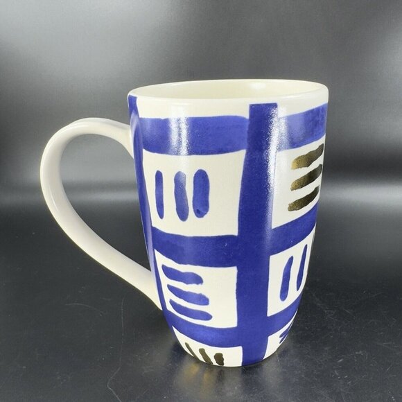 Crafted by Wainwright Pompeii White Blue Gold Tall Coffee Mug Cup Ceramic Mug - Picture 13 of 13
